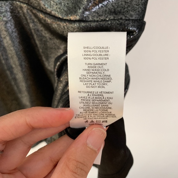 Express Metallic deep Vneck short sleeve blouse - Picture 8 of 8